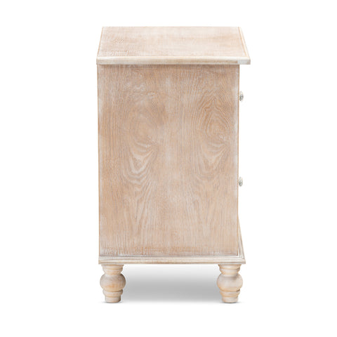 Urban Designs Celine 2-Drawer Mirror and Wood Quatrefoil Nightstand - White Wash