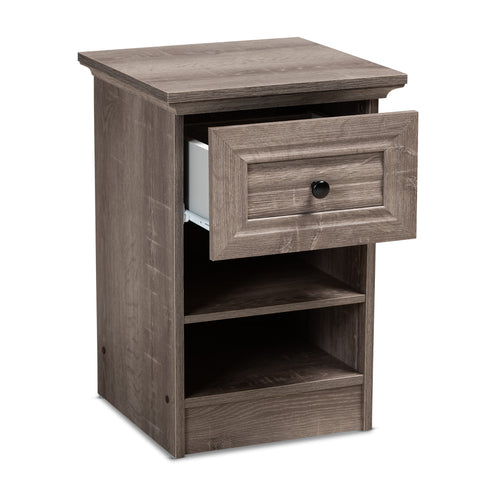 Urban Designs Darla 1-Drawer Distressed Wood Nightstand - Grey