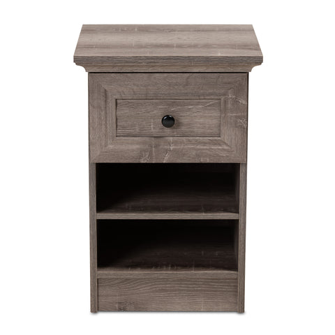 Urban Designs Darla 1-Drawer Distressed Wood Nightstand - Grey