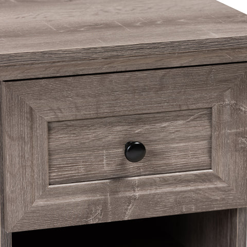 Urban Designs Darla 1-Drawer Distressed Wood Nightstand - Grey