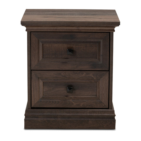 Urban Designs Nigel Traditional 2-Drawer Wooden Nightstand - Walnut Brown