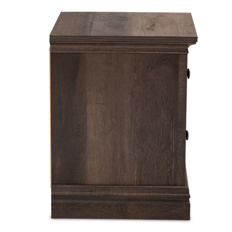 Urban Designs Nigel Traditional 2-Drawer Wooden Nightstand - Walnut Brown