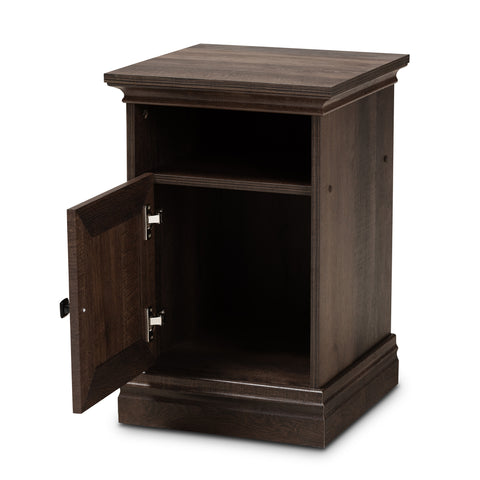 Urban Designs Nigel Traditional 1-Door Wooden Nightstand - Walnut Brown