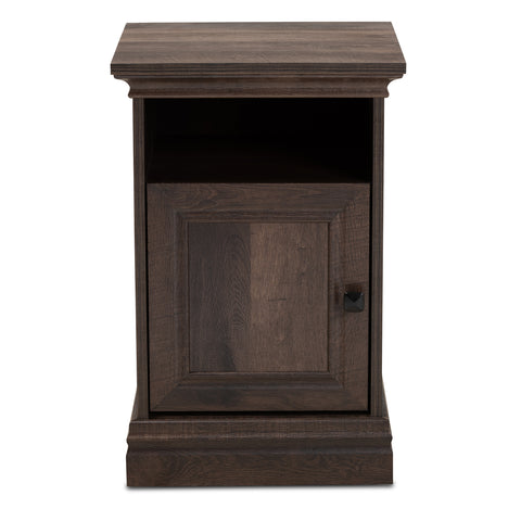 Urban Designs Nigel Traditional 1-Door Wooden Nightstand - Walnut Brown