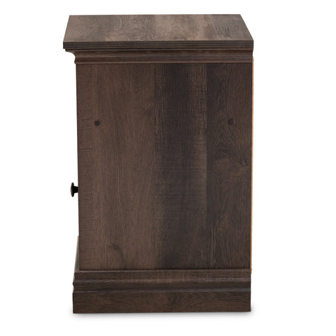 Urban Designs Nigel Traditional 1-Door Wooden Nightstand - Walnut Brown