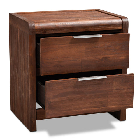 Urban Designs Torrie 2-Drawer Wooden Nightstand - Brown Oak