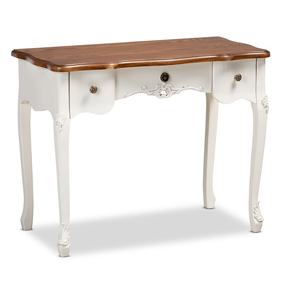 Urban Designs Sybil French Inspired 3-Drawer Cabriole Leg Wooden Console Table