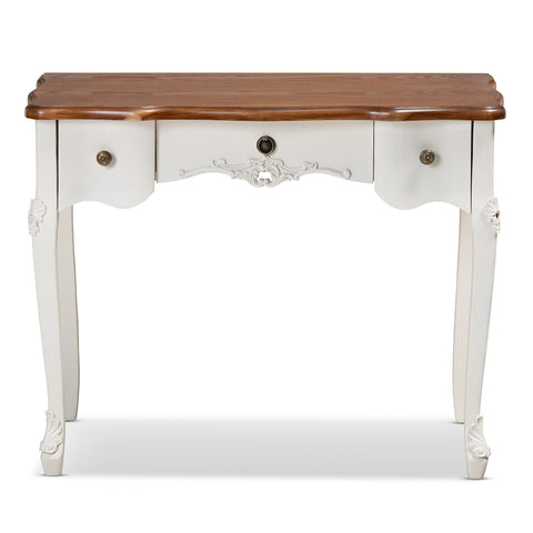 Urban Designs Sybil French Inspired 3-Drawer Cabriole Leg Wooden Console Table