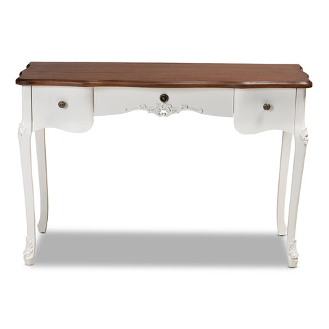 Urban Designs Sienna French Inspired 3-Drawer Cabriole Leg Wooden Console Table