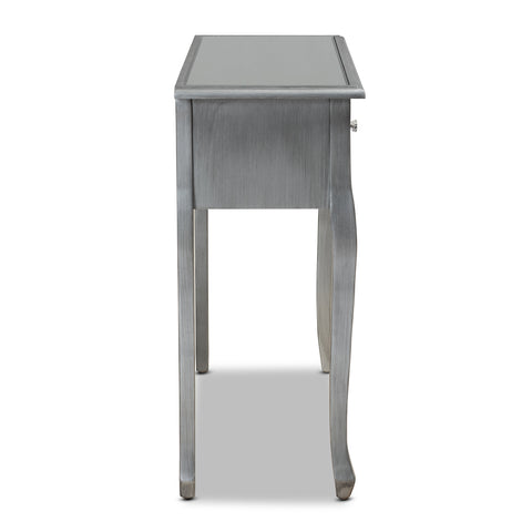 Urban Designs Lillie French Inspired 2-Drawer Mirror and Wood Console Table - Silver