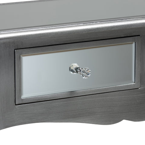 Urban Designs Lillie French Inspired 2-Drawer Mirror and Wood Console Table - Silver