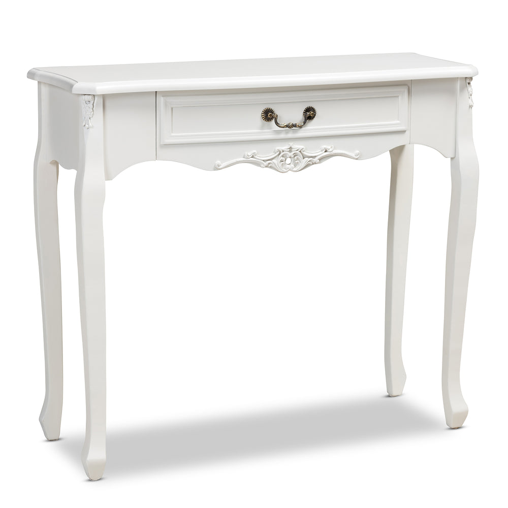 Urban Designs Giselle French Inspired 1-Drawer Wooden Console Table - White