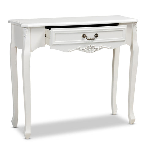 Urban Designs Giselle French Inspired 1-Drawer Wooden Console Table - White