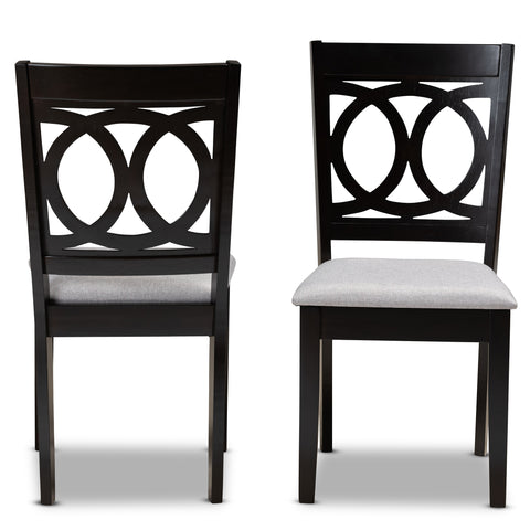 Urban Designs Leia 2-Piece Upholstered Espresso Wood Dining Chair Set - Grey Fabric