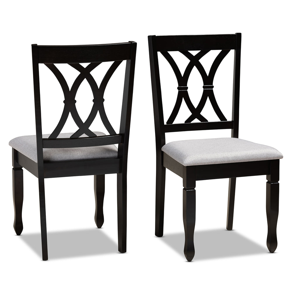 Urban Designs Renard 2-Piece Upholstered Espresso Wood Dining Chair Set - Grey Fabric