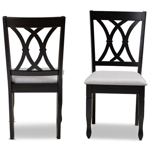 Urban Designs Renard 2-Piece Upholstered Espresso Wood Dining Chair Set - Grey Fabric