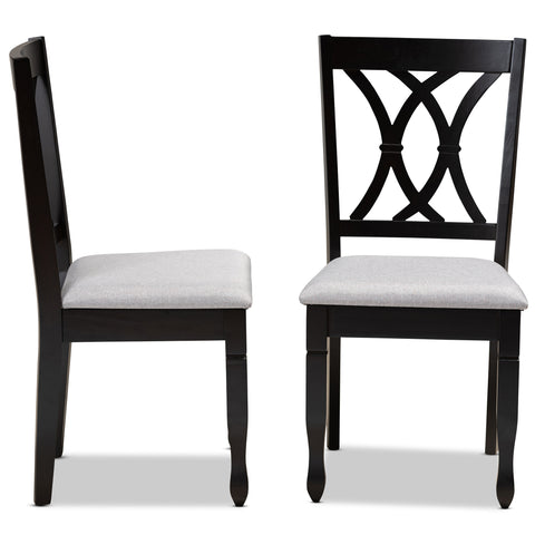 Urban Designs Renard 2-Piece Upholstered Espresso Wood Dining Chair Set - Grey Fabric