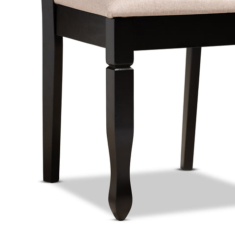 Urban Designs Renard 2-Piece Upholstered Espresso Wood Dining Chair Set - Sand Fabric