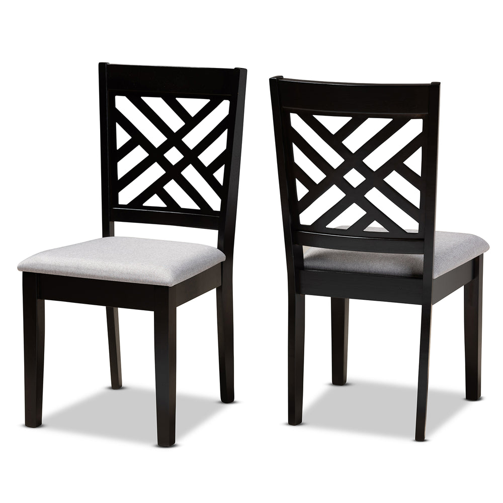 Urban Designs Carson 2-Piece Upholstered Espresso Wood Dining Chair Set - Grey Fabric