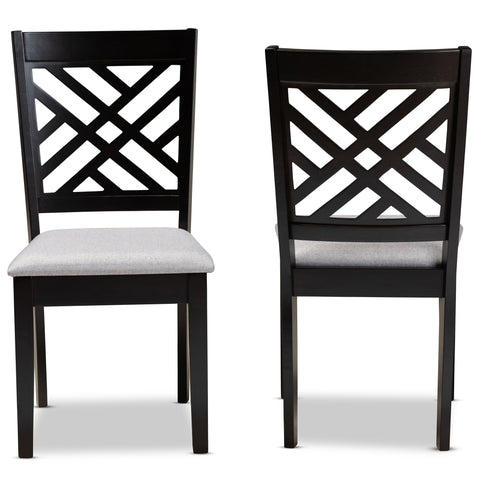 Urban Designs Carson 2-Piece Upholstered Espresso Wood Dining Chair Set - Grey Fabric