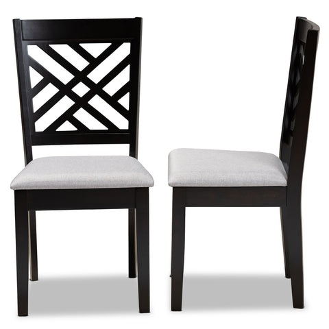 Urban Designs Carson 2-Piece Upholstered Espresso Wood Dining Chair Set - Grey Fabric