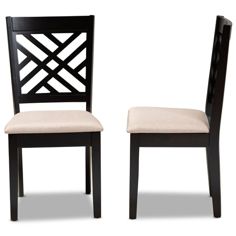 Urban Designs Carson 2-Piece Upholstered Espresso Wood Dining Chair Set - Sand Fabric