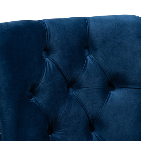 Urban Designs Renn 2-Piece Upholstered Espresso Wood Dining Chair Set - Blue Velvet