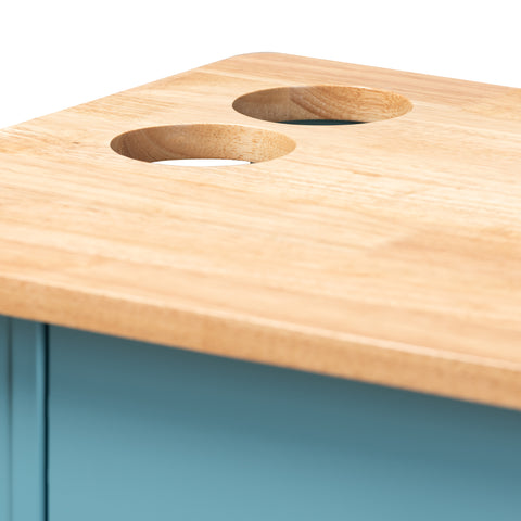 Urban Designs Lyra Wheeled Mobile Wood Kitchen Storage Cart - Sky Blue