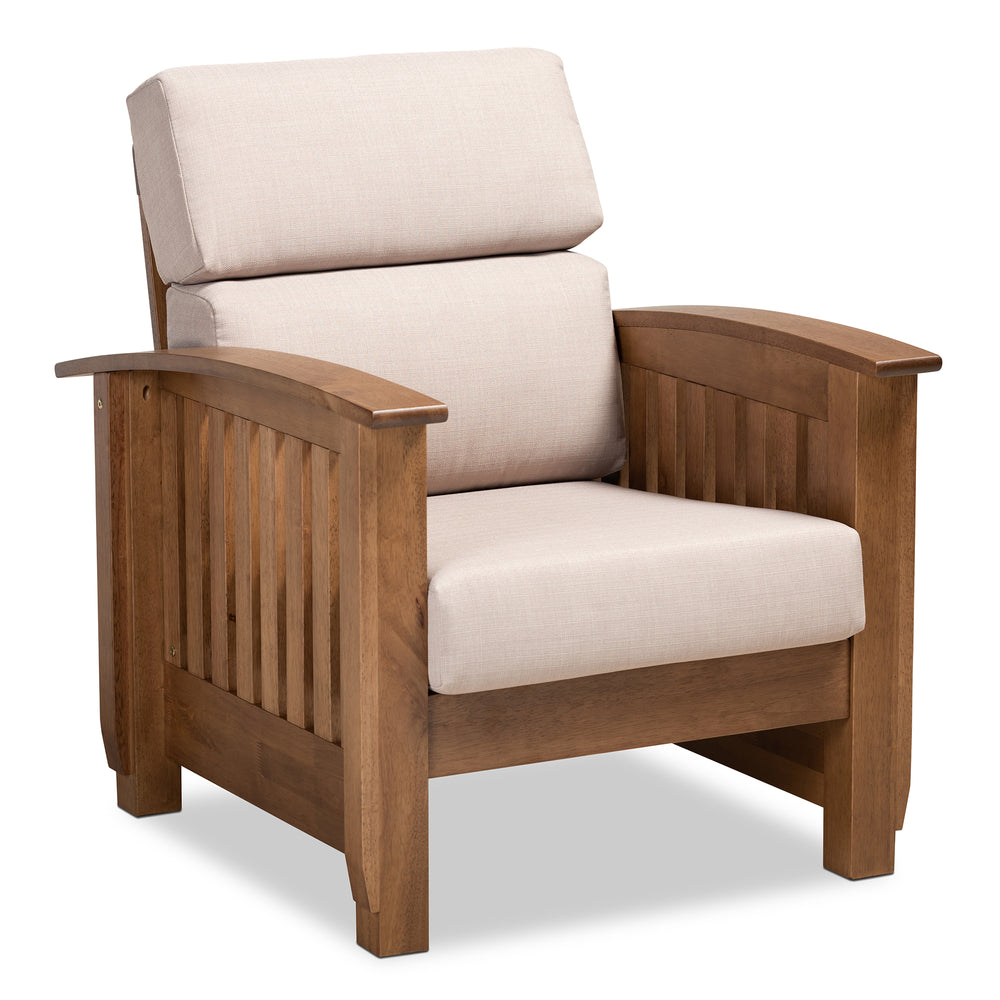 Urban Designs Chrissie Fabric Upholstered Wooden Armchair - Taupe