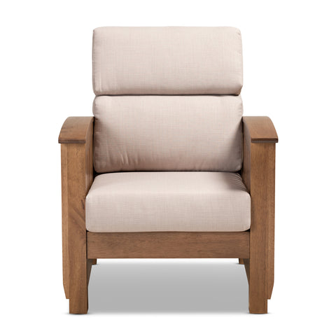 Urban Designs Chrissie Fabric Upholstered Wooden Armchair - Taupe