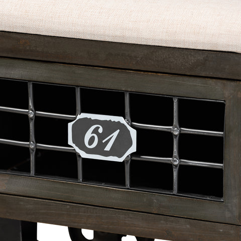 Urban Designs Hailee Distressed Wood 1-Drawer Wheeled Storage Ottoman - Beige