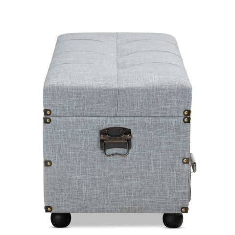 Urban Designs Flint Fabric Upholstered 2-Drawer Storage Trunk Ottoman - Grey