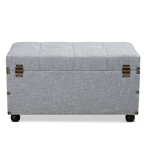 Urban Designs Flint Fabric Upholstered 2-Drawer Storage Trunk Ottoman - Grey
