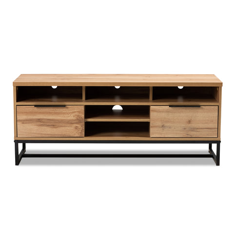 Urban Designs Riley Industrial 2-Drawer Wooden TV Stand - Oak Finish