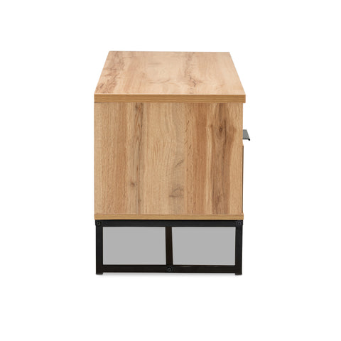 Urban Designs Riley Industrial 2-Drawer Wooden TV Stand - Oak Finish