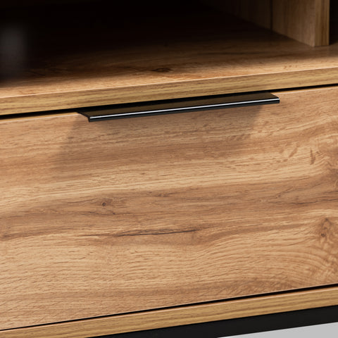 Urban Designs Riley Industrial 2-Drawer Wooden TV Stand - Oak Finish