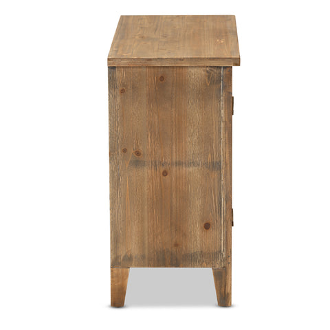 Urban Designs Claret Slatted 2-Door Wooden Storage Cabinet - Oak Brown