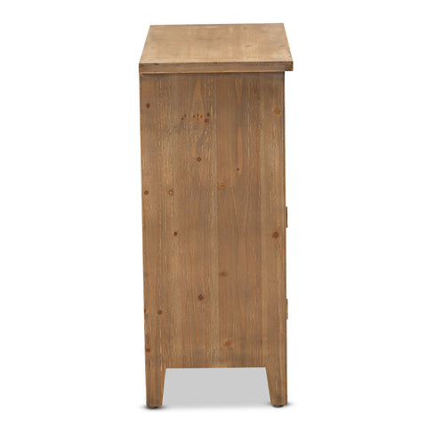 Urban Designs Claret Slatted 2-Door and 2-Drawer Wooden Storage Cabinet - Oak Brown