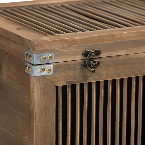 Urban Designs Claret Slatted 2-Piece Wooden Storage Trunk Set - Oak Brown