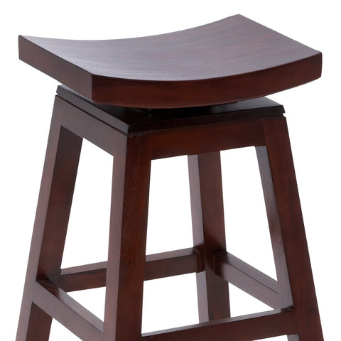 Urban Designs 30" Solid Wood Swivel Bar Stool - Dark Cherry Brown