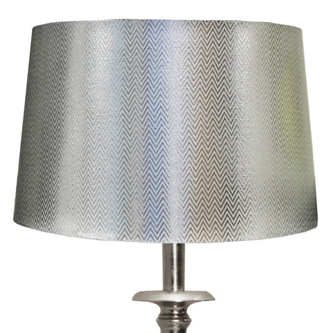 Urban Designs Hand-Forged Weathered Metal Table Lamp with Silver Chevron Shade