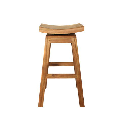 Urban Designs 30" Solid Teak Wood Swivel Bar Stool - Natural Teak Brown