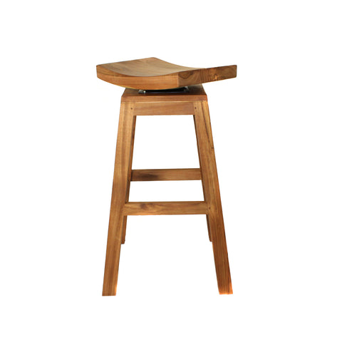 Urban Designs 30" Solid Teak Wood Swivel Bar Stool - Natural Teak Brown