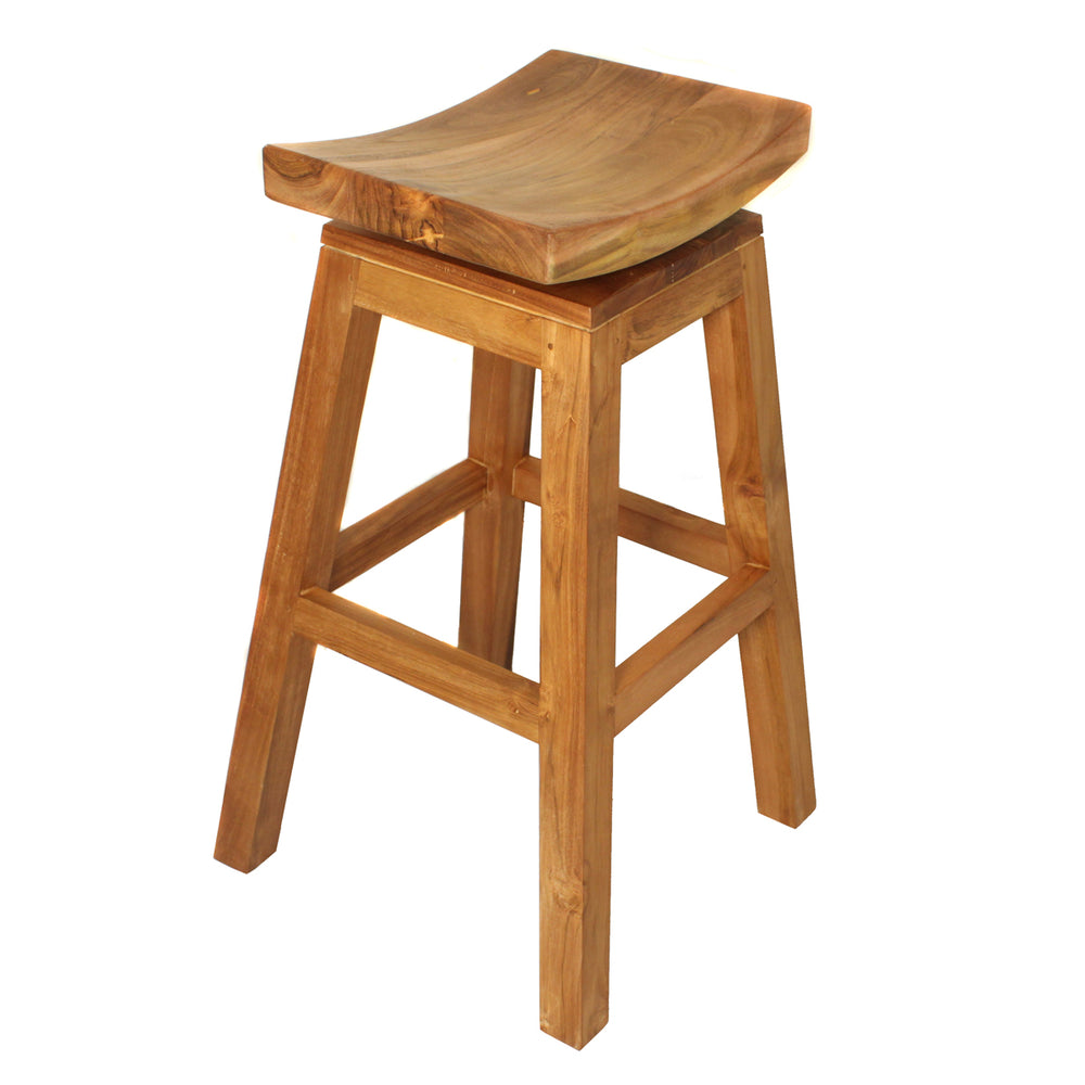 Urban Designs 30" Solid Teak Wood Swivel Bar Stool - Natural Teak Brown