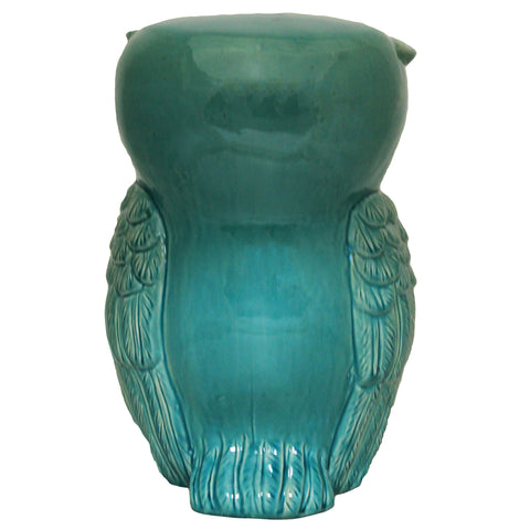Urban Designs Hand-Painted Ceramic Owl Stool - Aqua