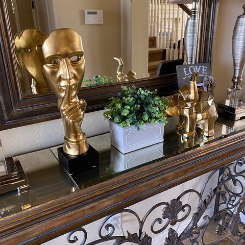 Urban Designs Modern Abstract Tabletop Sculpture Bust Decor - Gold