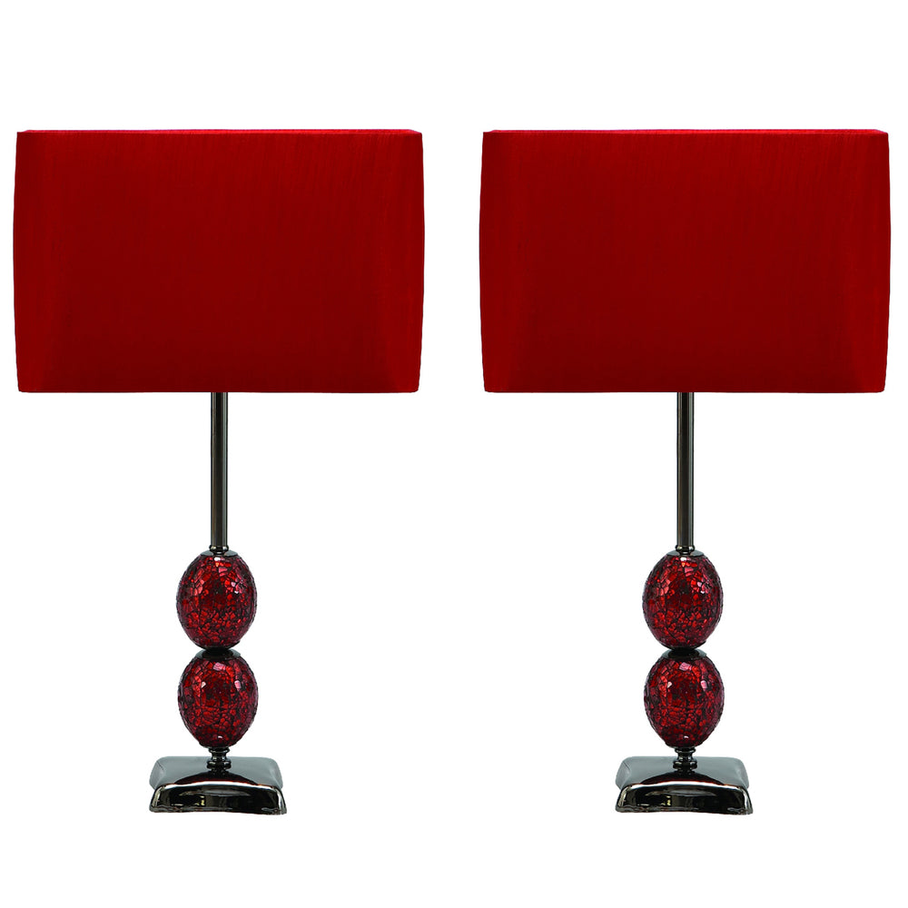 Urban Designs Red Mosaic Cracked Glass 25" Table Lamp - Set of 2