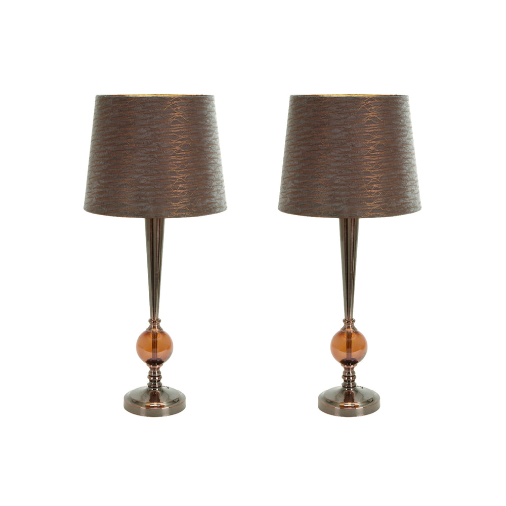 Urban Designs 25" Amber Metallic Table Lamp with Bronze Shade - Set of 2