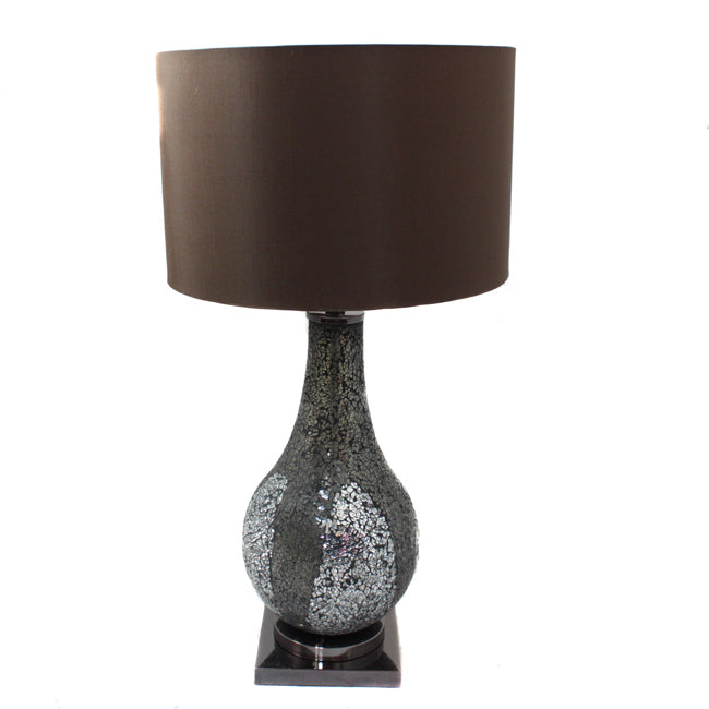 Urban Designs Mosaic Glass Mirror 31" Table Lamp - Silver and Brown