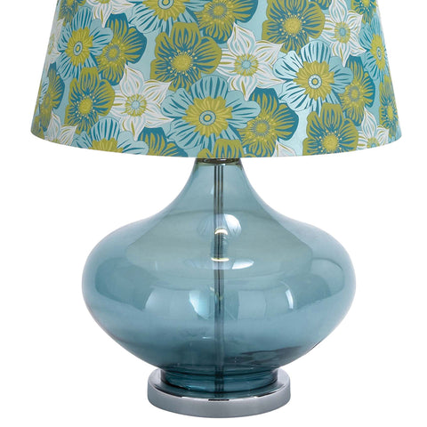Urban Designs 27" Clear Glass Table Lamp - Blue Spring Flowers